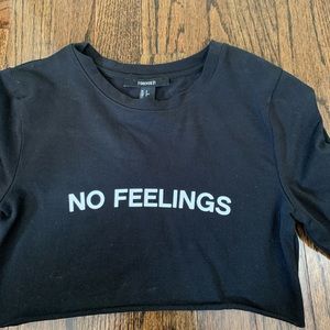“NO FEELINGS” Black CropTop